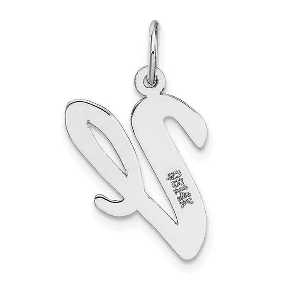 14k White Gold, Madison Collection LG Classic Script Initial V Pendant - Picture 3 of 5